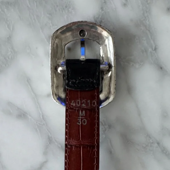 🌼BRIGHTON🌼 Marcus Mixed Metal Reversible Black and Brown Leather Belt, Size M 30 - Picture 5 of 16